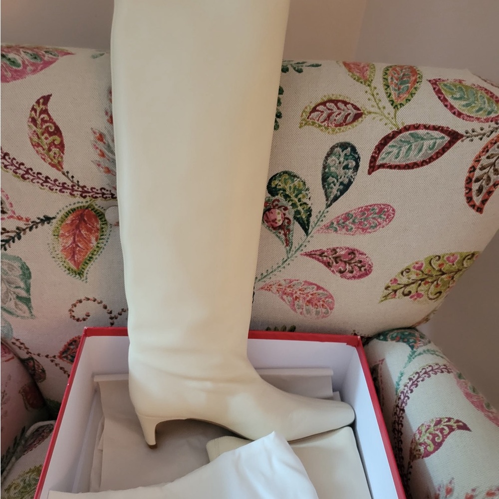 STAUD Cream Heeled Boots